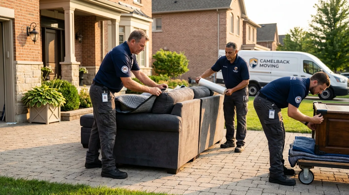 Large estate moving crew wrapping furniture in Soulsbyville, CA