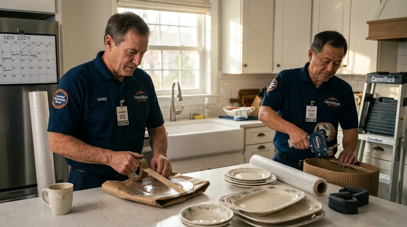 Professional crew packing kitchen dishware in Soulsbyville, CA